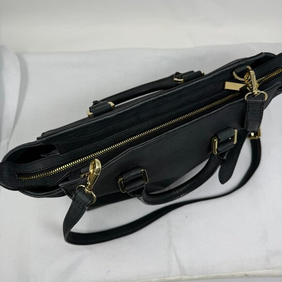 & Other Stories Black Leather Satchel Bag Top Handle Removable Strap Textured - Picture 5 of 11